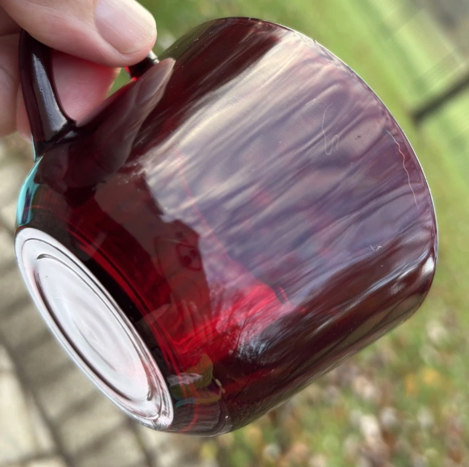 Anchor Hocking Royal Ruby 2 1/2" Cup and Saucer R1700 Very Good Used Condition - Image 3 of 4