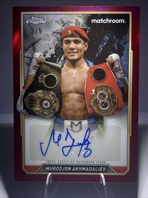 2024 Topps Chrome Boxing Murodjon Akhmadaliev Red Refractor Auto 3/5 CBA-MAV