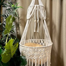 Macrame Cat Hammock - Boho Wall Hanging for Indoor Outdoor Home Decor, Pet Ha...