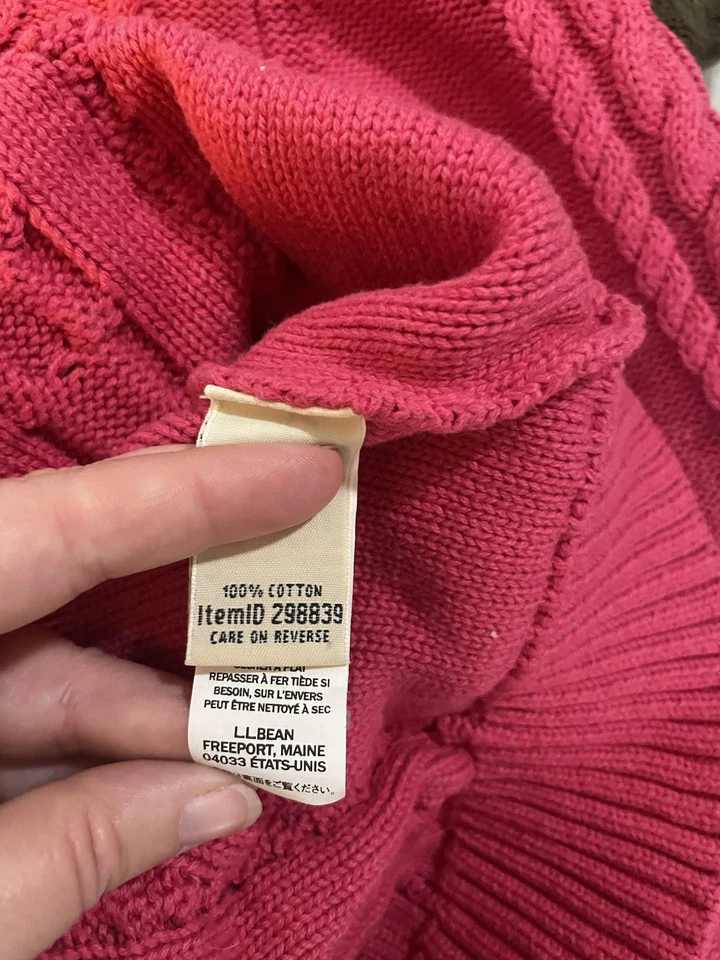 L.L. Bean Women's Pink Cable Knit Sweater Size XL Reg 100% Cotton - Image 4 of 4