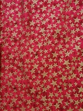 Red Gold Star Christmas Fabric
