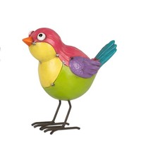 Dekofigur Vogel Metalloptik Rot Gelb GrüN H. 18Cm Kunststein Formano Garten Wa