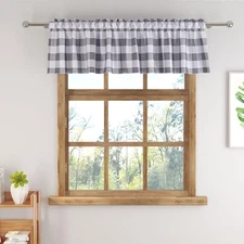Buffalo Check Plaid Valances Gingham 1 54"W x 14"L (Pack of 1) Grey and White