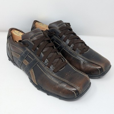 Sketchers Men's 8.5 Relaxed Step Casual Leather Y2K Ombre Brown Shoes 61181