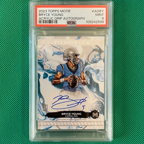 2023 TOPPS MOTIF BRYCE YOUNG RC ROOKIE AUTO #’D /49 PSA 9 ACRYLIC DRIP ON CARD