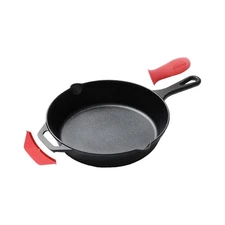 ​10 Inch Cast Iron Pan with Silicone Hot Handle Holder for Stove,Oven,Grill&C...