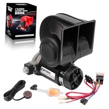 Air Horn for Truck,Compact Train Horn,Electric Car Horn 12V Black with Button