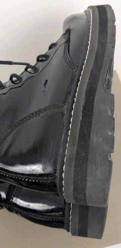 Avenger Fortune Work Boots Patent Combat Womens Sz 9.5 Black Lace Up Grunge Punk - Picture 11 of 15
