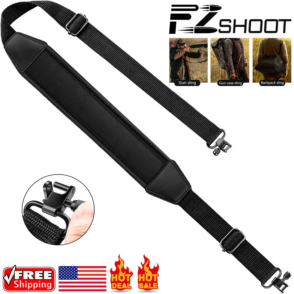 Camouflage Two Point Rifle Gun Sling Nonslip Shoulder Pad Strap W