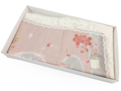 Vintage Unused Pink Silk Cherry Blossom Scarf 69 X 69cm or 27” X 27