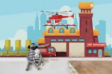 3D Fire Station Wallpaper Wall Mural Removable Self-adhesive Sticker155
