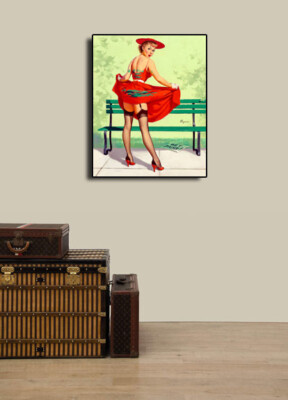 Gil Elvgren Stop Sign ピンナップアート 額装 1950's Gil Elvgren Pin-Up Poster 