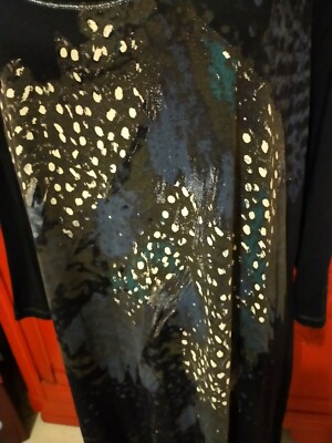 Tunique MS Mode Pour Femme - Col Danseuse, Manches 3/4 - Taille XL - Bleu, Viscose, Motif Animal - Automne/Hiver/Printemps