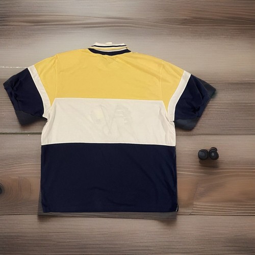 Alfred Dunmer Blue Yellow Nautical Short Sleeve Polo Size 42 NWT - Picture 6 of 6