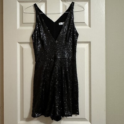 dress the population sequin romper Women's Dress the Population Black Sequin Romper Perfect For Party Sz M  Medium