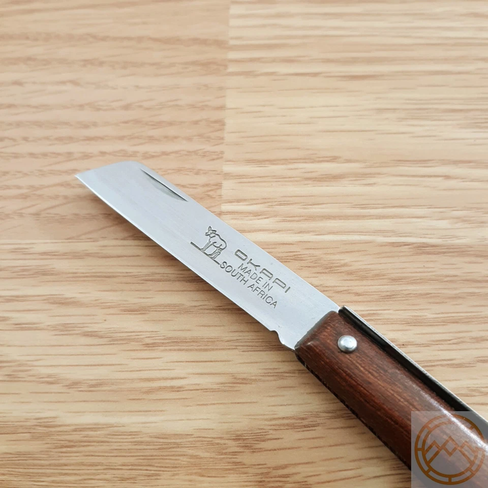 Okapi Biltong Knife 2.75" Carbon Steel Blade Brown Resin Impregnated Wood Handle - Image 4 of 4