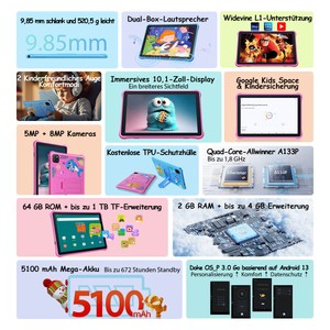 Blackview OSCAL Pad 50 Kids WiFi Kids Tablet 6GB64GB 101 Android 13 5100mAh - image 2