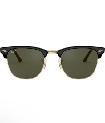 Ray-Ban RB3016 Clubmaster Square Sunglasses 49 MM Black and Gold