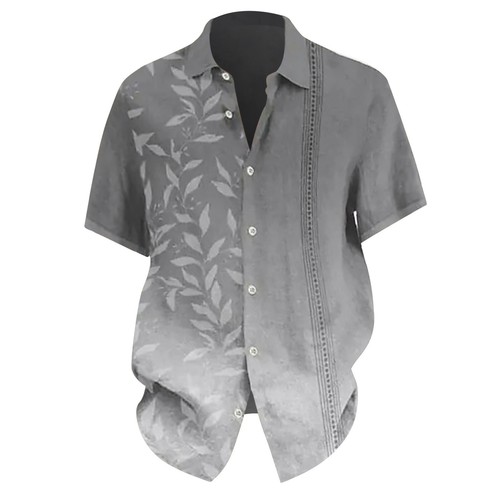 Camicia uomo manica corta con bottoni casual cubana guayabera spiaggia abito da sposa - Foto 16 di 36