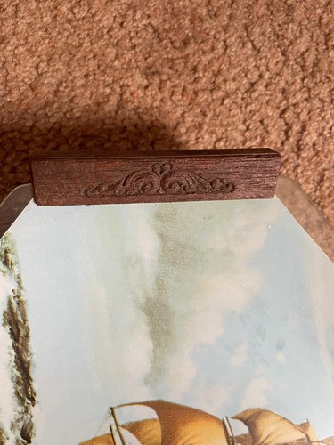 Collectable Retro Glass Serving Tray With Old Ship Picture - Bild 4 von 8