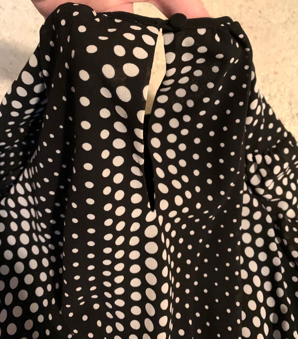 Abito Michael Kors manica lunga nero bianco a pois maniche semi trasparenti taglia S