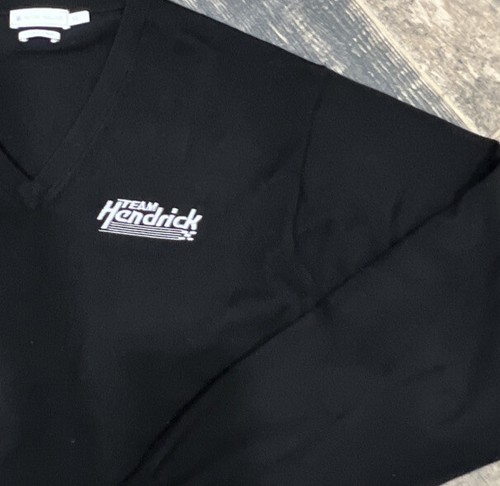Peter Millar Merino Wool Black V-Neck Pullover Sweater TEAM HENDRICK Logo Men XL - Picture 3 of 5