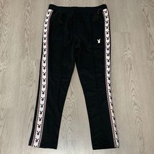 NWOT Playboy x Pacsun Black Side Striped Track Pants Tapered Small Streetwear