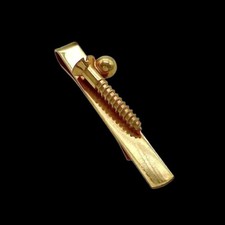 Vintage Gold Tone Nail Tie Bar Clip Brutalist Industrial Mens Novelty 2.5 In