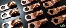 (2) 2 gauge Ring 3/8" Hole Terminal BATTERY Lug Bare Copper Un-insulated AWG