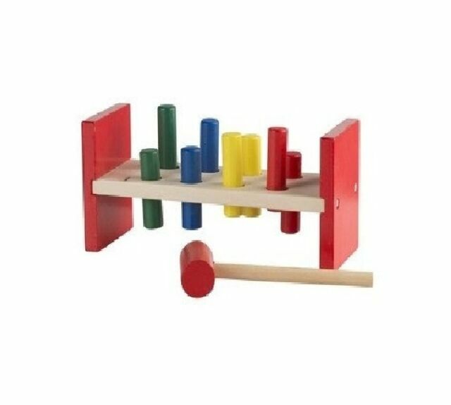 wooden peg and hammer set