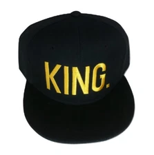 King Royalty 3D Embroidered Adjustable Snapback Baseball Hat Cap Gold Text