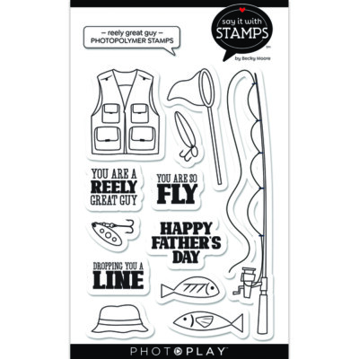 PP Craft Stamps Reely Great Guy Fishing Pole Vest Net Happy Father's Day  Fish | eBay