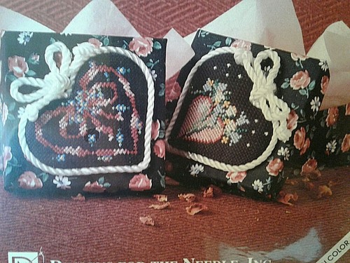 Designs for the Needle Cross Stitch Floral Hearts Fabric Boxes - NIP - Picture 2 of 3