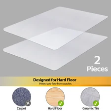 2PCS 60" x 46" Office Chair Mat for Hardwood Floors Clear Rectangular Floor Mat