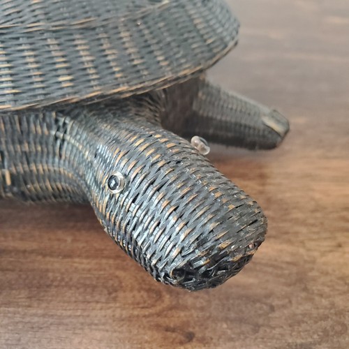 VTG Woven Wicker Turtle Basket Box Lidded 12" Chinese Folk Art Rare Tortoise - Picture 12 of 15