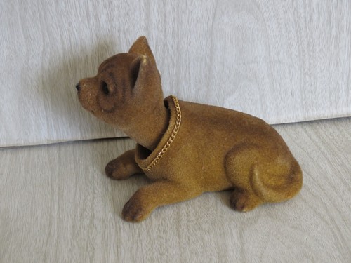 De colección Años 70 Flocado Plástico Asentimiento Shiba Inu Perro Cachorro Rayas 4x 5.5" LEER - Imagen 6 de 18