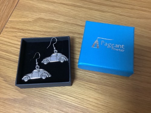 A Pair Of VW Beetle Silver Pewter Earrings - Picture 3 of 3