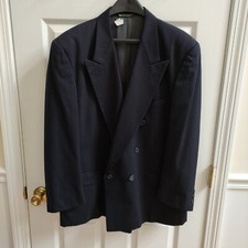 Christian Dior Double Breasted Wool Blazer Navy Pinstripe Chest 46"