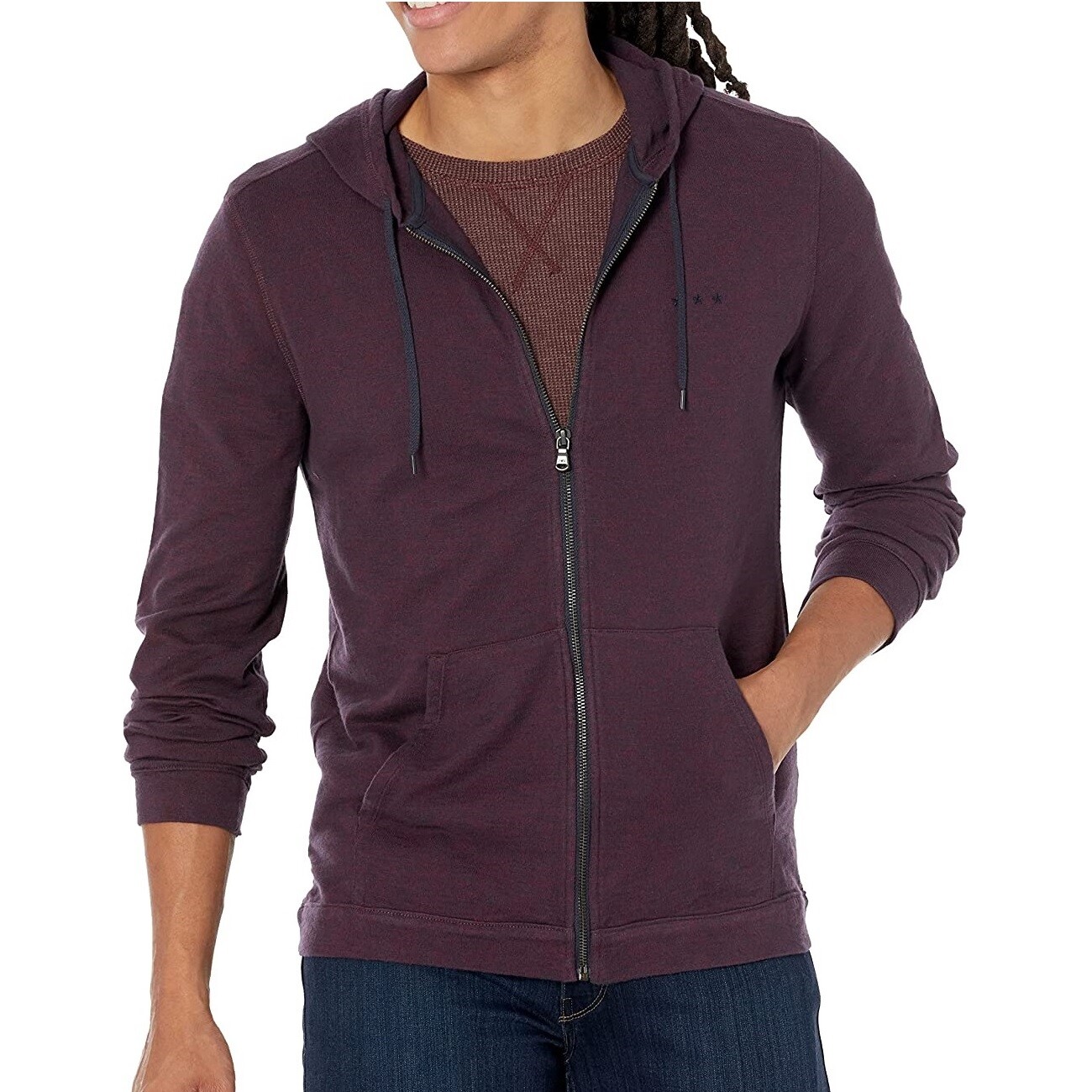John Varvatos Star USA Menu0026#039;s Classic Zip Front Hoodie 3 Stars  Embroidered Port | eBay
