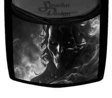 Gray Evil Skull Face Smoke Dark Flames Truck Hood Wrap Vinyl Car Graphic Decal