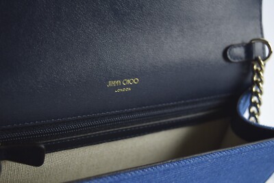 NWT Authentic JIMMY CHOO Sonia Denim Leather Bag Emboss