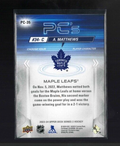 Auston Matthew 2023-24 Upper Deck Series 2 #PC-35 PC Holo Toronto Maple Leafs - Imagen 3 de 4