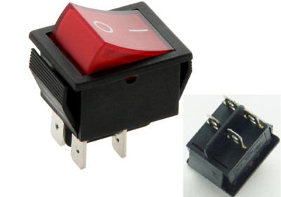 Wippschalter 16A 240V, 20A 125V ROT EIN-AUS zweipolig 4-polig BELEUCHTET C4