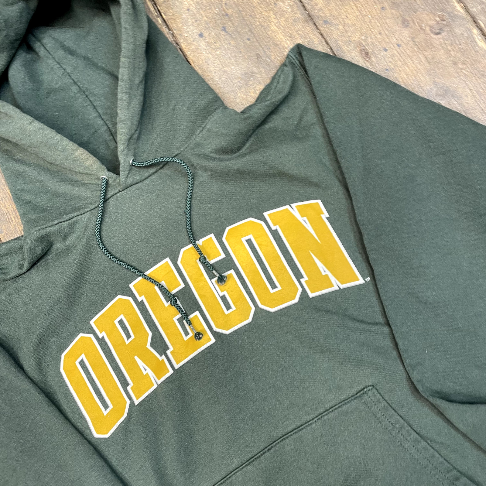 Champion Hoodie Mens Y2K Oregon College Spellout Sweatshirt, Green, Small image 4