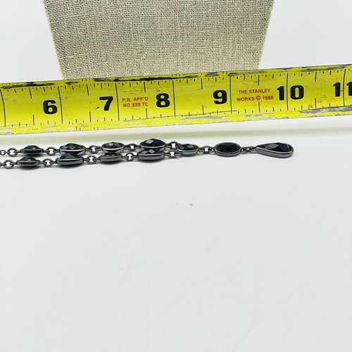 CROWN TRIFARI Signed Necklace Black Bead Drop Silver Tone Vintage Designer - Picture 9 of 9