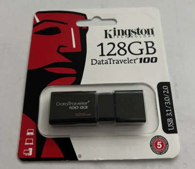 Kingston DT100G3/128GB DataTraveler 100 G3 USB 3.0 Flash Drive, 128 GB, schwarz