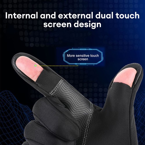 2 Slits Full Finger Fishing Gloves Winter Waterproof Fleece Lined Thermal Gloves - Picture 5 of 15