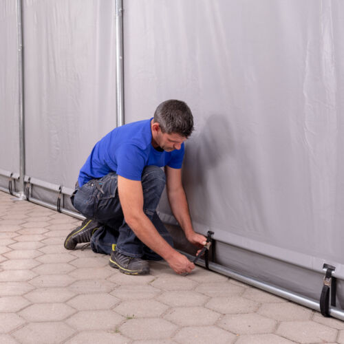 TOOLPORT Industrial Tent 4x6 m Storage Tent grey PVC 850 N with pull up gate - Picture 6 of 10