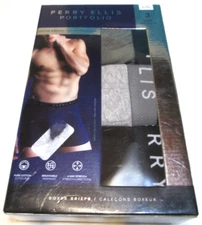 3 Pack of Perry Ellis Portfolio Cotton Blend Men's Boxer Briefs Sz L-NIB-34.00