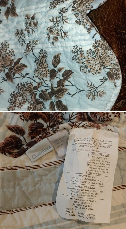 Edredón/mantel reversible Chambers azul/marrón claro con estampado natural Foto 2 de 2